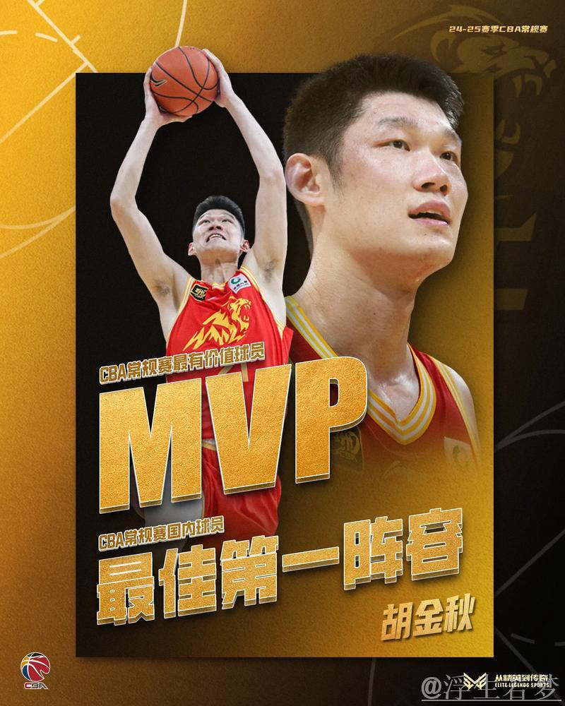 CBA常规赛奖项出炉 胡金秋荣膺MVP
